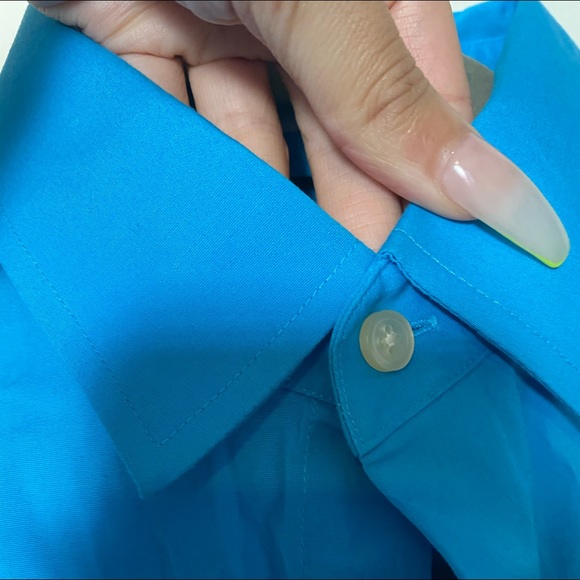 Men’s 1MX EXPRESS *Extra Slim Fit Blue Dress Shirt - Picture 7 of 8